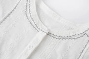 Relaxed-Fit Short-Sleeve Lace-Panel Blouse