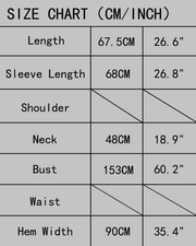 Oversized Pleated Contrast-Trim Blouse — size chart (cm / inch)