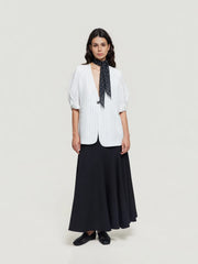 Oversized Short-Sleeve Pinstripe V-Neck Top