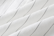 Oversized Short-Sleeve Pinstripe V-Neck Top